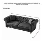 Canapé Chesterfield traditionnel 3 places avec accoudoirs roulés et cadre en bois, canapé d'appoint en similicuir pour salon ou pièce de vie - Panipeachy