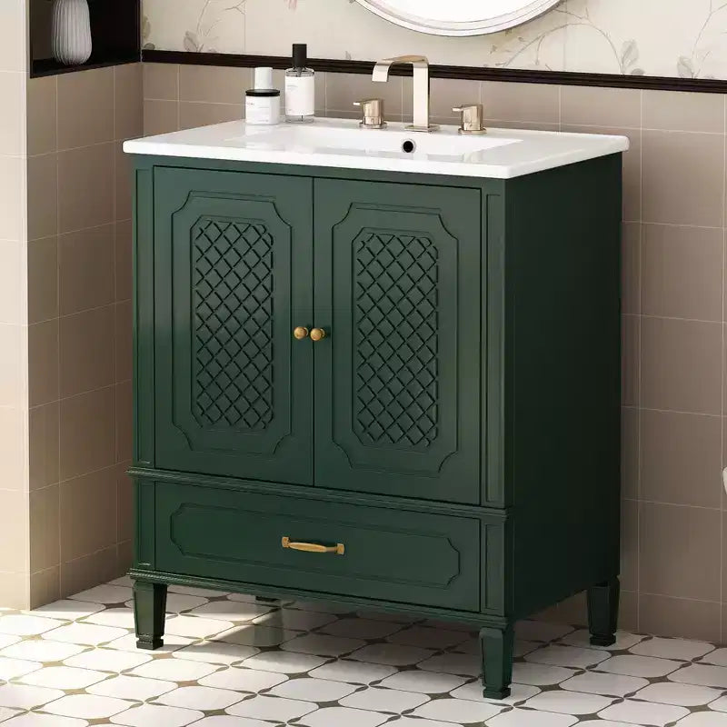 30 Bathroom Vanity Sink Combo, Bathroom storage Cabinet with Drawers and Door Shelf, Single Sink Bathroom Vanity