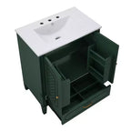 Meuble de salle de bain 76 cm avec lavabo intégré, Meuble de rangement de salle de bain avec tiroirs et étagère de porte, Meuble de salle de bain simple vasque