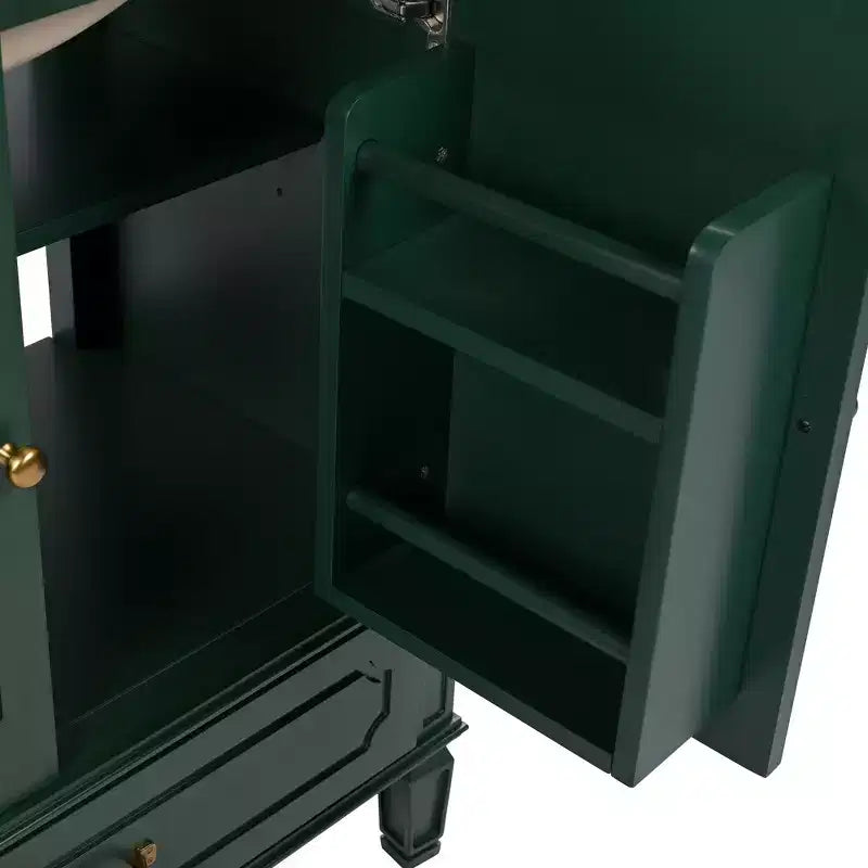 Meuble de salle de bain 76 cm avec lavabo intégré, Meuble de rangement de salle de bain avec tiroirs et étagère de porte, Meuble de salle de bain simple vasque