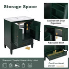 Meuble de salle de bain 76 cm avec lavabo intégré, Meuble de rangement de salle de bain avec tiroirs et étagère de porte, Meuble de salle de bain simple vasque