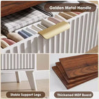 Commode cannelée à 6 tiroirs, meuble de rangement au design ondulé en panneaux de particules et MDF
