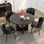 Table à manger ronde Sailvan 47.2 pour 4 à 6 personnes, table de salle à manger de style ferme avec pied en bois et plateau épais