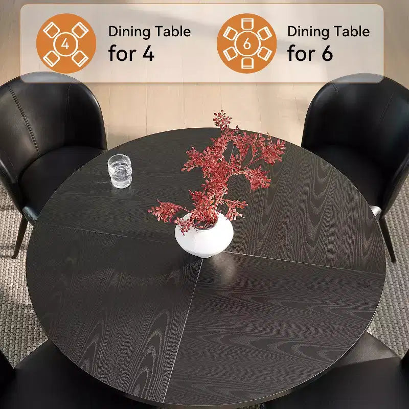 Table à manger ronde Sailvan 47.2 pour 4 à 6 personnes, table de salle à manger de style ferme avec pied en bois et plateau épais