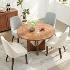Table à manger ronde Sailvan 47.2 pour 4 à 6 personnes, table de salle à manger de style ferme avec pied en bois et plateau épais