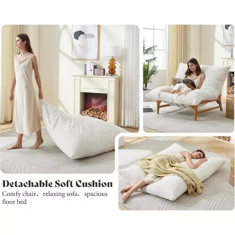 AMERLIFE Fauteuil spacieux, 46 pouces, fauteuil d'appoint moderne avec coussin moelleux, pouf style canapé paresseux pour salon