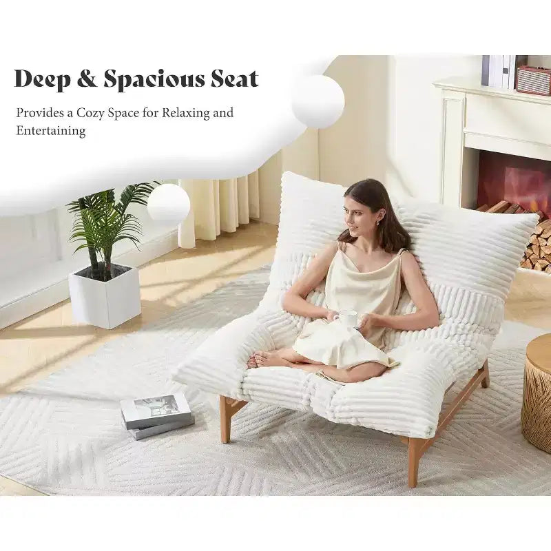 AMERLIFE Fauteuil spacieux, 46 pouces, fauteuil d'appoint moderne avec coussin moelleux, pouf style canapé paresseux pour salon