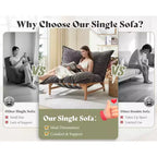 AMERLIFE Fauteuil spacieux, 46 pouces, fauteuil d'appoint moderne avec coussin moelleux, pouf style canapé paresseux pour salon