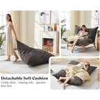 AMERLIFE Fauteuil spacieux, 46 pouces, fauteuil d'appoint moderne avec coussin moelleux, pouf style canapé paresseux pour salon