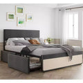 Full Bed Frame with Storage Drawers, Upholstered Platform Bed Frame with Metal Slats Support, Under Bed Storage, No Box Spring Needed, Noise Free