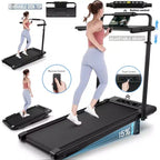 Tapis Roulant Pliable 4-en-1 KRISRATE 3.5HP avec Inclinaison de 15%, Bureau Amovible et Barre de Maintien, Tapis de Marche Pliant Sous le Bureau pour la Maison/Bureau/Salle de Sport