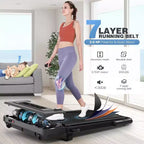 Tapis Roulant Pliable 4-en-1 KRISRATE 3.5HP avec Inclinaison de 15%, Bureau Amovible et Barre de Maintien, Tapis de Marche Pliant Sous le Bureau pour la Maison/Bureau/Salle de Sport