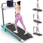 Tapis Roulant Pliable 4-en-1 KRISRATE 3.5HP avec Inclinaison de 15%, Bureau Amovible et Barre de Maintien, Tapis de Marche Pliant Sous le Bureau pour la Maison/Bureau/Salle de Sport