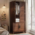 Armoire Wardrobe Closet with 4 Doors,72 in Wooden Wardrobe Cabinet with Hanging Rod, Freestanding Tall Clothing Armoire with Adjustable Shelves