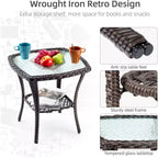 Ensemble de 3 fauteuils à bascule d'extérieur en rotin, fauteuil pivotant en rotin à 360 degrés pour terrasse, coussins épais et table d'appoint