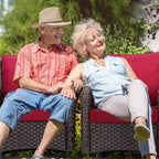 Ensemble de 3 fauteuils à bascule d'extérieur en rotin, fauteuil pivotant en rotin à 360 degrés pour terrasse, coussins épais et table d'appoint