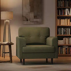 Fauteuil d'appoint large de 38 po avec accoudoirs, fauteuil de lecture et de détente en lin pour salon, chambre à coucher, bureau, coin lecture, fauteuil simple confortable