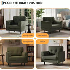 Fauteuil d'appoint large de 38 po avec accoudoirs, fauteuil de lecture et de détente en lin pour salon, chambre à coucher, bureau, coin lecture, fauteuil simple confortable