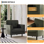 Fauteuil d'appoint large de 38 po avec accoudoirs, fauteuil de lecture et de détente en lin pour salon, chambre à coucher, bureau, coin lecture, fauteuil simple confortable
