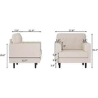 Fauteuil d'appoint large de 38 po avec accoudoirs, fauteuil de lecture et de détente en lin pour salon, chambre à coucher, bureau, coin lecture, fauteuil simple confortable
