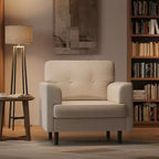 Fauteuil d'appoint large de 38 po avec accoudoirs, fauteuil de lecture et de détente en lin pour salon, chambre à coucher, bureau, coin lecture, fauteuil simple confortable