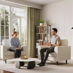 Fauteuil d'appoint large de 38 po avec accoudoirs, fauteuil de lecture et de détente en lin pour salon, chambre à coucher, bureau, coin lecture, fauteuil simple confortable