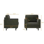 Fauteuil d'appoint large de 38 po avec accoudoirs, fauteuil de lecture et de détente en lin pour salon, chambre à coucher, bureau, coin lecture, fauteuil simple confortable