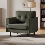 Fauteuil d'appoint large de 38 po avec accoudoirs, fauteuil de lecture et de détente en lin pour salon, chambre à coucher, bureau, coin lecture, fauteuil simple confortable