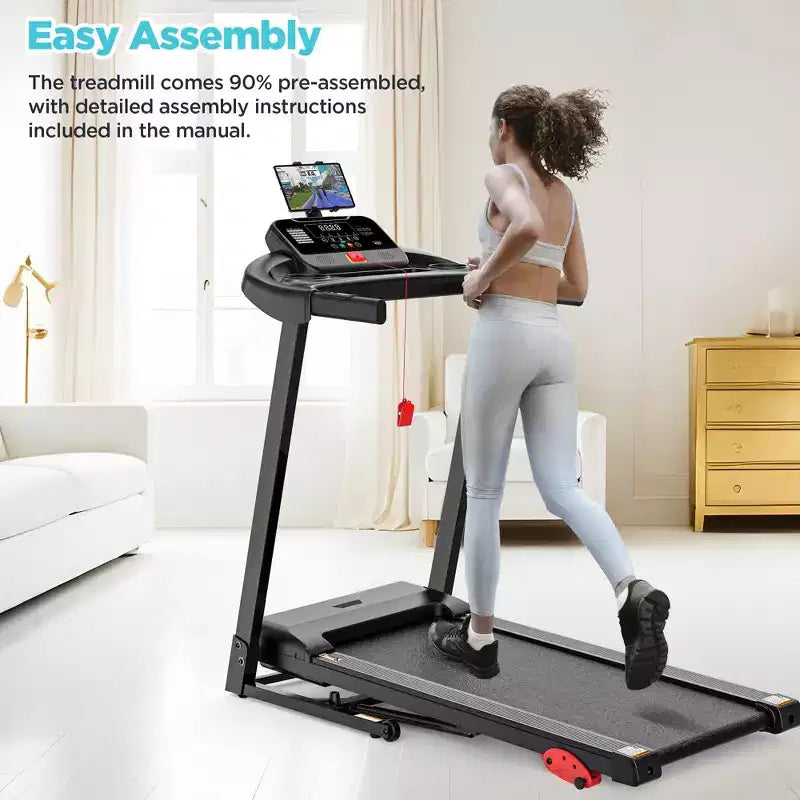3.75HP Treadmill 300lb Capacity, Incline Folding Treadmill, 64+7 Smart Program, 7.5MPH, APP Control,Treadmill for Home Jogging Walking w/ HiFi Speaker