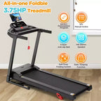 3.75HP Treadmill 300lb Capacity, Incline Folding Treadmill, 64+7 Smart Program, 7.5MPH, APP Control,Treadmill for Home Jogging Walking w/ HiFi Speaker