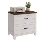 COZONY Meuble de Rangement à 2 Tiroirs, Classeur Latéral en Bois pour Documents au Format Lettre, Légal, A4, Marron Rustique et Blanc