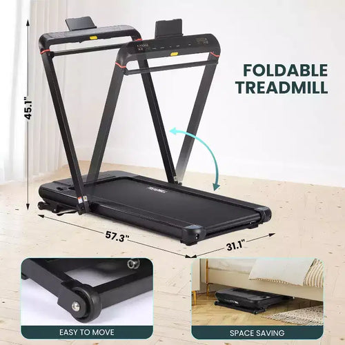 Tapis de course 2-en-1 sous le bureau avec inclinaison automatique, tapis de marche et machine de jogging, télécommande, écran LED, tapis de course portable pour usage domestique