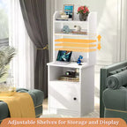 Besiost 47 Étagère réglable avec huche, Table de chevet avec station de recharge, Lumières LED