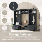 Meuble d'entrée avec banc et rangement à chaussures, porte-manteau à 7 crochets, tiroirs, armoire, meuble d'entrée multifonction détachable