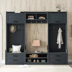 Meuble d'entrée avec banc et rangement à chaussures, porte-manteau à 7 crochets, tiroirs, armoire, meuble d'entrée multifonction détachable