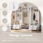 Meuble d'entrée avec banc et rangement à chaussures, porte-manteau à 7 crochets, tiroirs, armoire, meuble d'entrée multifonction détachable