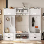 Meuble d'entrée avec banc et rangement à chaussures, porte-manteau à 7 crochets, tiroirs, armoire, meuble d'entrée multifonction détachable