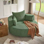 Fauteuil rond pivotant à 360°, avec 3 oreillers, fauteuil de salon, club, chaise longue