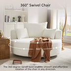 Fauteuil rond pivotant à 360°, avec 3 oreillers, fauteuil de salon, club, chaise longue