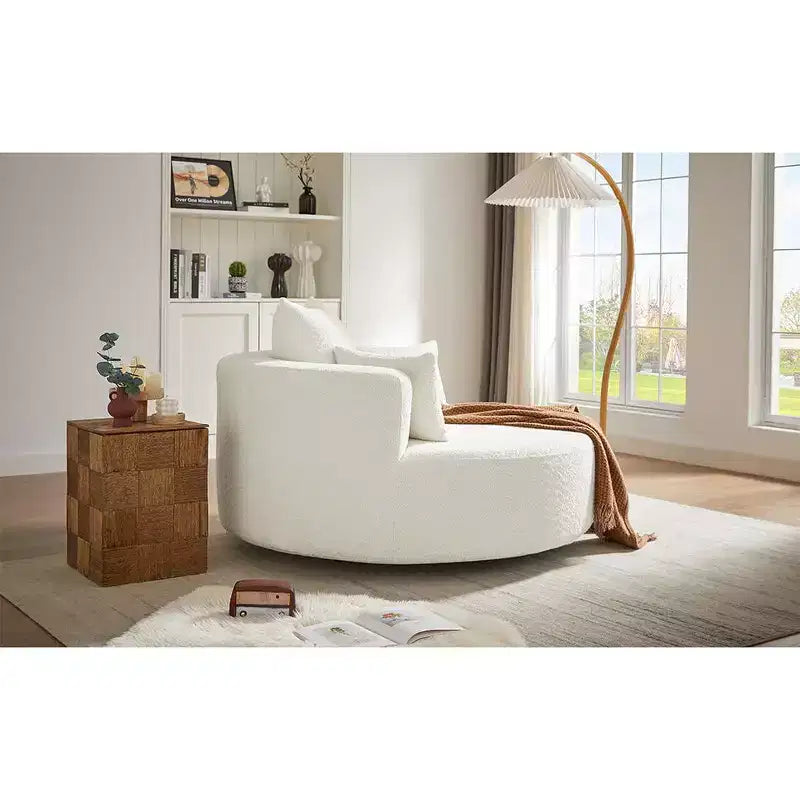Fauteuil rond pivotant à 360°, avec 3 oreillers, fauteuil de salon, club, chaise longue