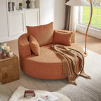 Fauteuil rond pivotant à 360°, avec 3 oreillers, fauteuil de salon, club, chaise longue