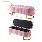 TUYOHW 47 Chic Banc de Rangement Ottoman en Velours Exquis avec Pieds en Métal Doré, Banc d'Appoint pour Salon, Capacité de 180 kg