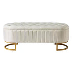 TUYOHW 47 Chic Banc de Rangement Ottoman en Velours Exquis avec Pieds en Métal Doré, Banc d'Appoint pour Salon, Capacité de 180 kg