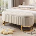 TUYOHW 47 Chic Banc de Rangement Ottoman en Velours Exquis avec Pieds en Métal Doré, Banc d'Appoint pour Salon, Capacité de 180 kg