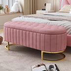 TUYOHW 47 Chic End of Bed Storage Ottoman Bench,Exquisite Velvet Bench with Gold Metal Legs,Accent Ottoman for Living Room,400lbs Capacity