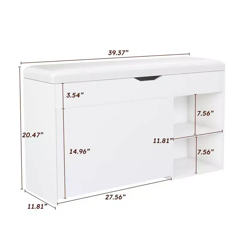 Banc d'entrée TUYOHW à 3 niveaux avec tiroir rabattable et 1 porte, triple espace de rangement, organiseur de chaussures compact pour entrée et couloir, capacité de 181 kg