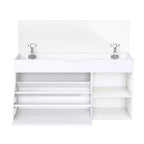 Banc d'entrée TUYOHW à 3 niveaux avec tiroir rabattable et 1 porte, triple espace de rangement, organiseur de chaussures compact pour entrée et couloir, capacité de 181 kg
