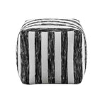 TUYOHW Pouf carré 16H, ottoman chic en jacquard pour salon, repose-pieds antidérapant, chaise pouf, capacité 136 kg, motif rayures zébrées