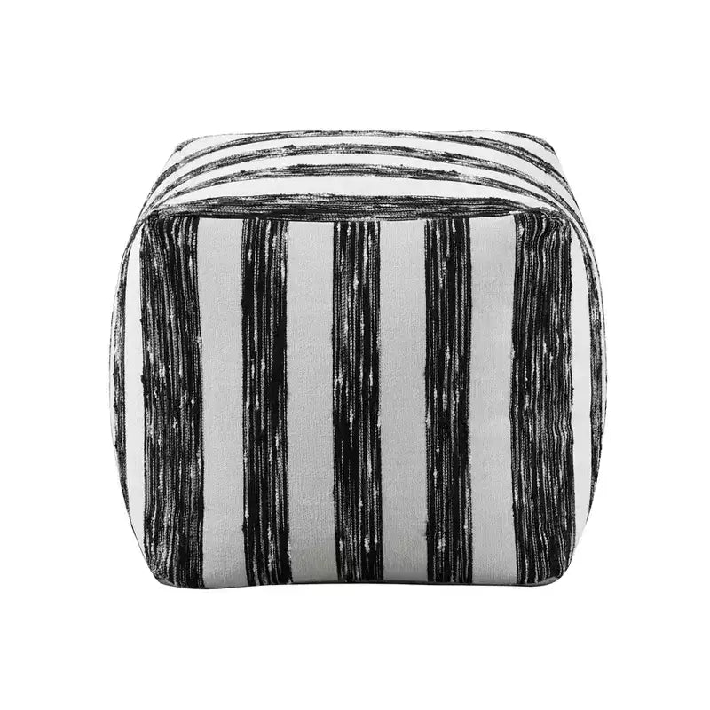 TUYOHW Pouf carré 16H, ottoman chic en jacquard pour salon, repose-pieds antidérapant, chaise pouf, capacité 136 kg, motif rayures zébrées