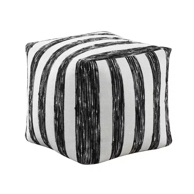 TUYOHW Pouf carré 16H, ottoman chic en jacquard pour salon, repose-pieds antidérapant, chaise pouf, capacité 136 kg, motif rayures zébrées